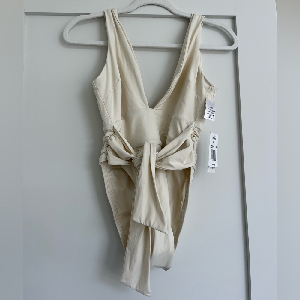 L Space one piece tie front bathing suit in white
